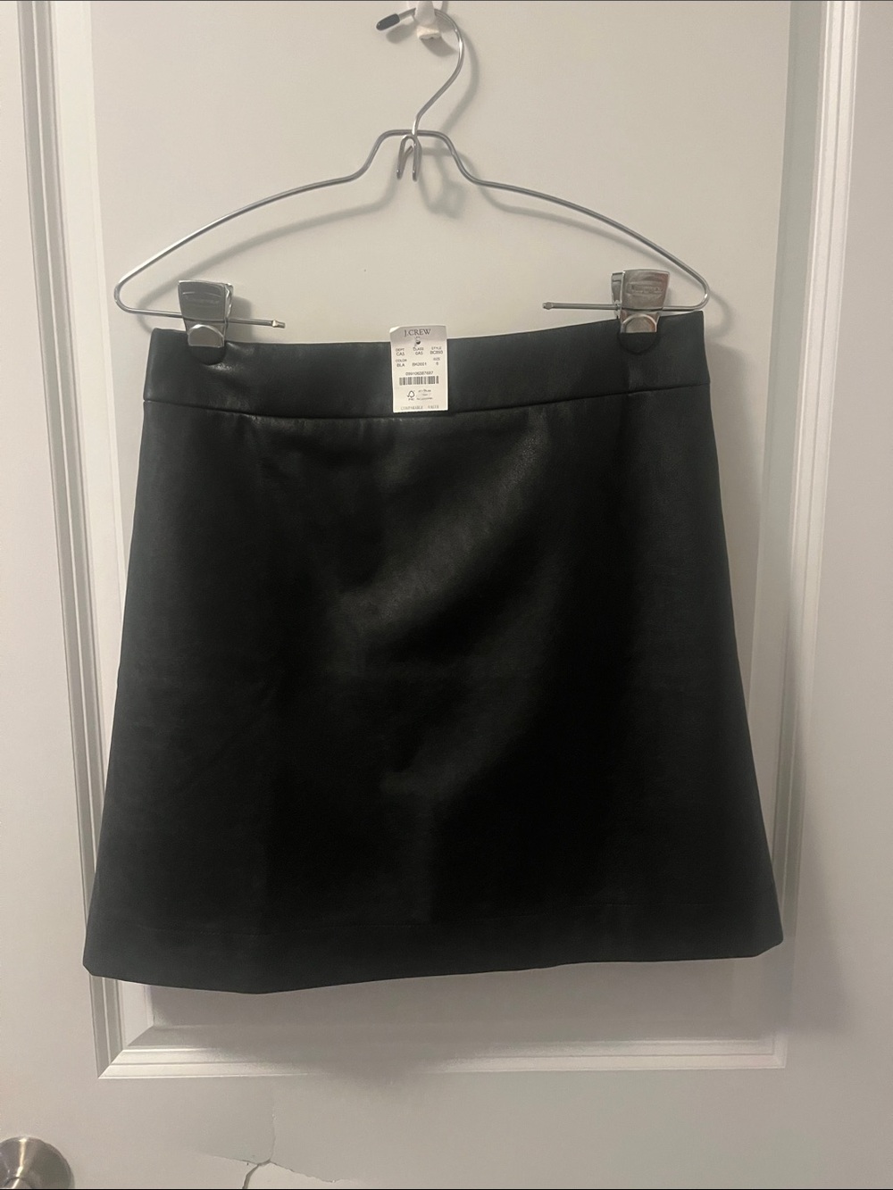 J. Crew Black Faux Leather A-Line Skirt